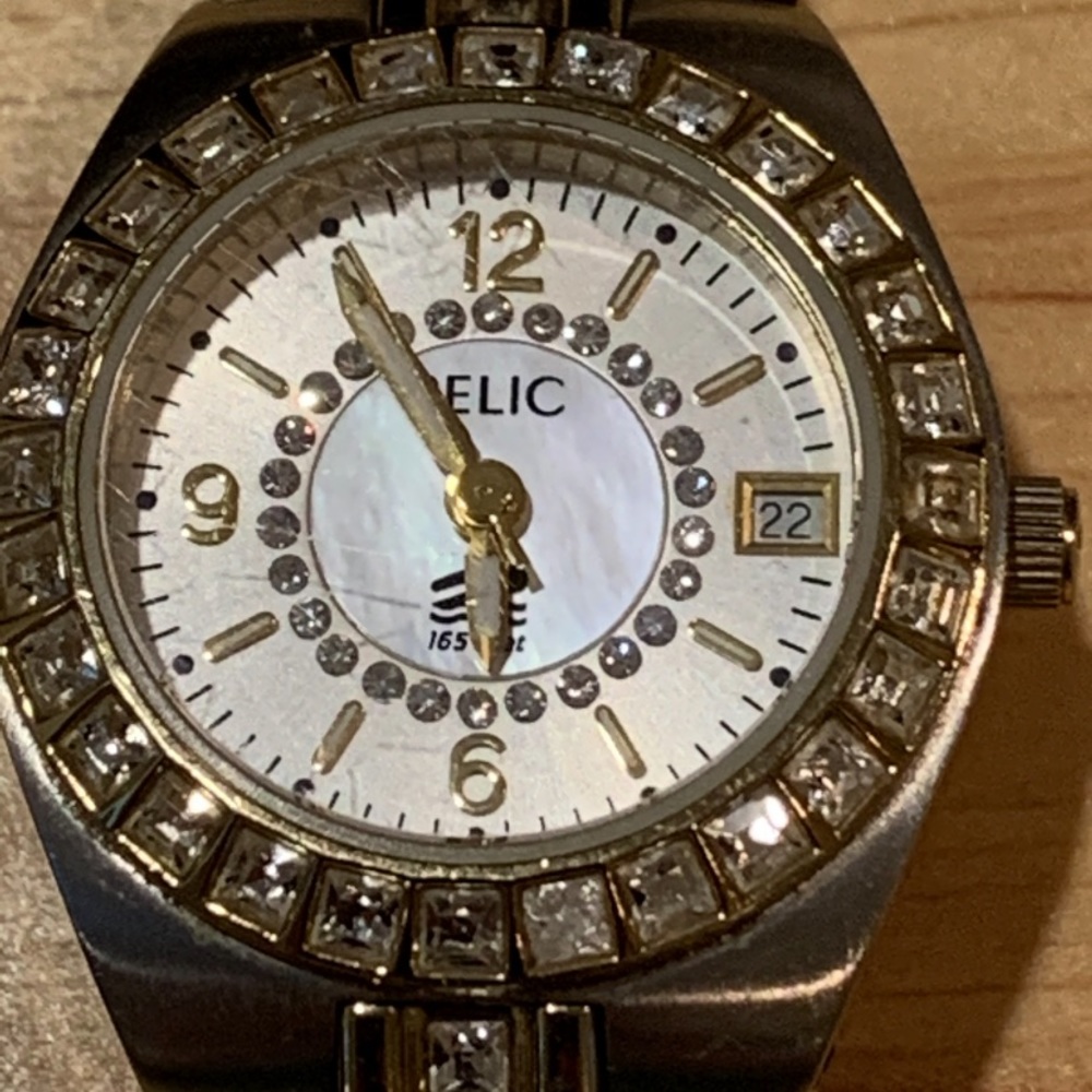 Relic Wet Two Tone Crystal Date Watch